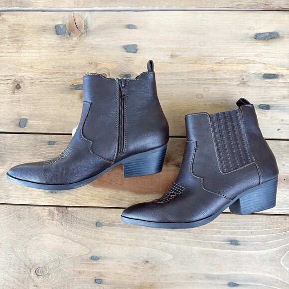 NWOT Sun + Stone Western Booties Brown‎ Cowboy 7 SS Grangerr - Picture 8 of 9